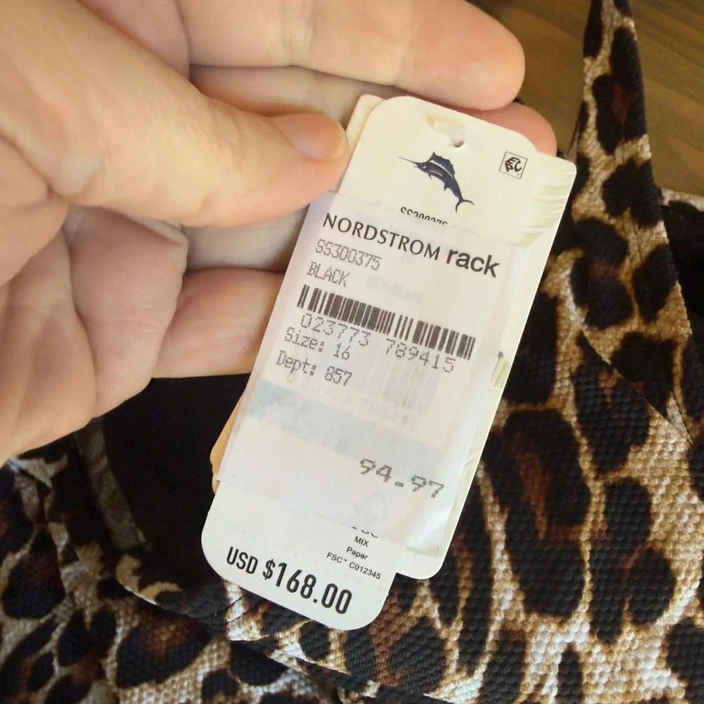 Tommy Bahama Leopard Print One Piece Swimsuit Size 16 NWT Tummy Control Wrap